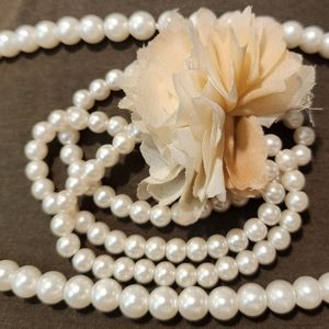 Linen Rose Pearl Bracelet and Necklace Set
